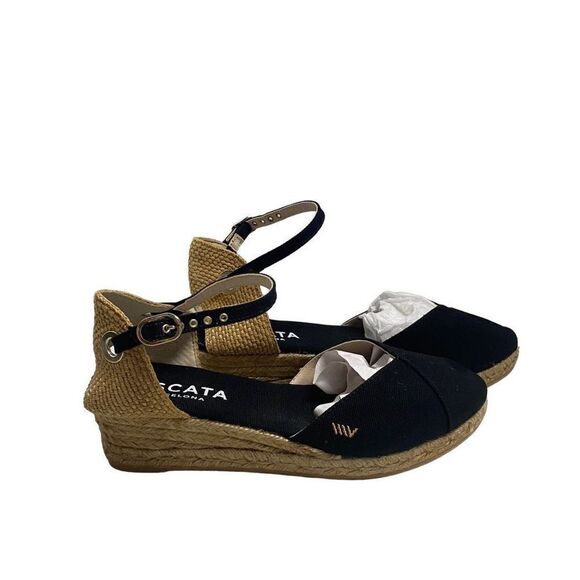 VISCATA Barcelona Women’s Wedge Espadrilles Size 41 US Size 10-10.5 Black New - Picture 3 of 12